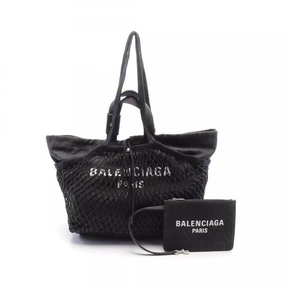 BALENCIAGA 24/7 MEDIUM Tote Bag 7918092AA471069 denim Nylon Black NEW Women - Picture 1 of 5